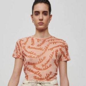 - - Nanushka Scribble Top in Apricot NWT